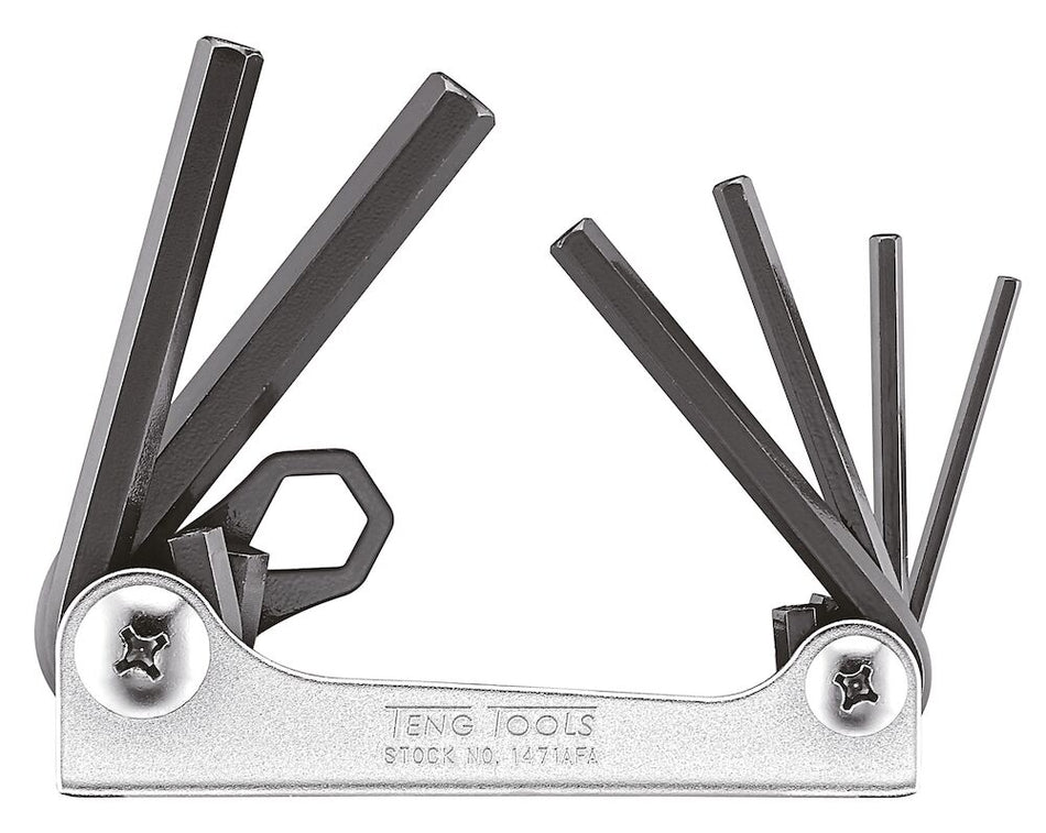 Teng Tools 1471AFA Hex Key Set Folding AF 6 Pieces 1/8" to 3/8"