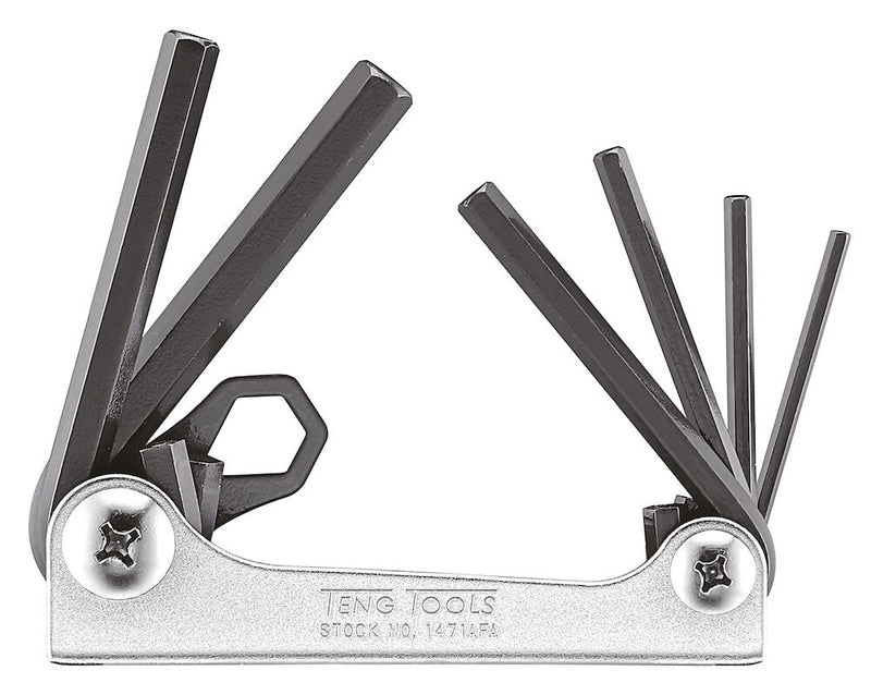 Teng Tools 1471AFA Hex Key Set Folding AF 6 Pieces 1/8" to 3/8"