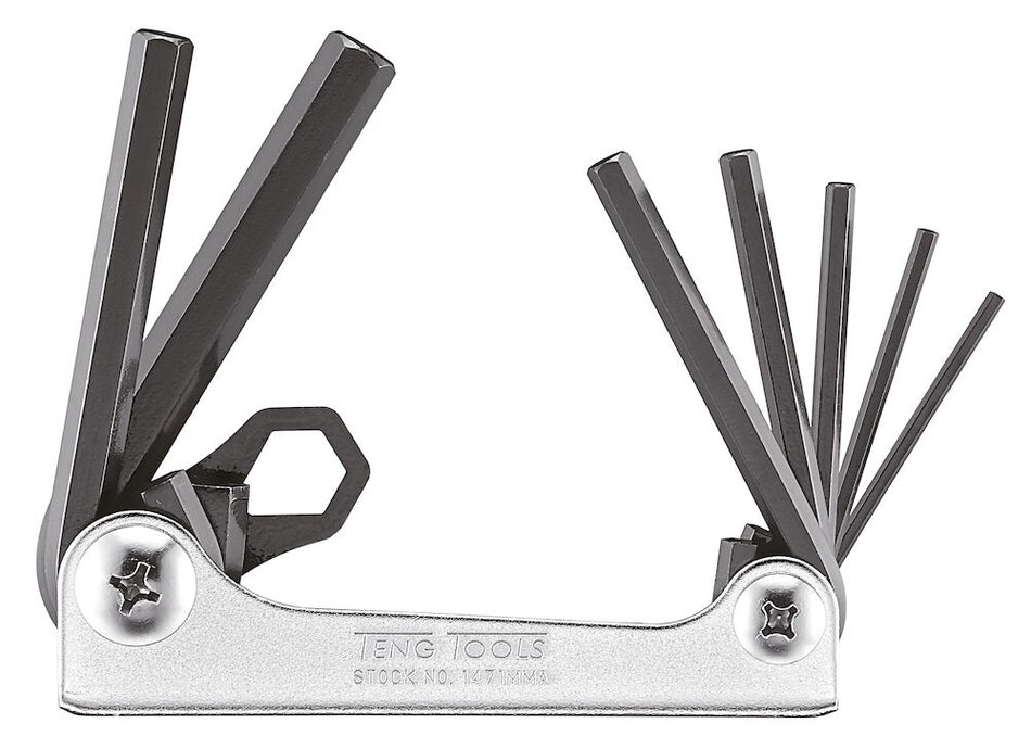 Teng Tools 1471MMA Hex Key Set Folding MM 7 Pieces 2.5 to 10mm