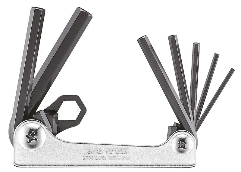 Teng Tools 1471MMA Hex Key Set Folding MM 7 Pieces 2.5 to 10mm