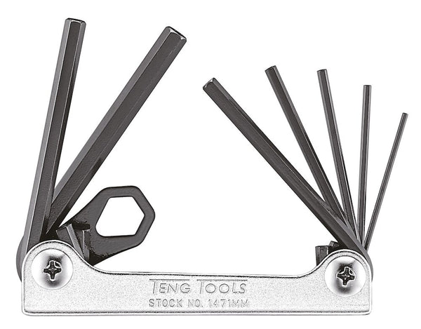 Teng Tools 1471MM Hex Key Set Folding MM 7 Pieces 1.5 to 6mm