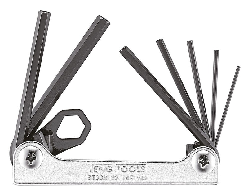 Teng Tools 1471MM Hex Key Set Folding MM 7 Pieces 1.5 to 6mm