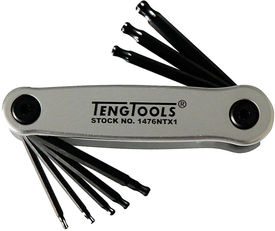 Teng Tools 1476NTX1 TX Key Set Ball Point Folding 8 Pieces Aluminium Case