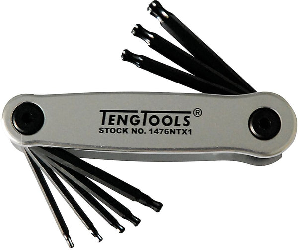 Teng Tools 1476NTX1 TX Key Set Ball Point Folding 8 Pieces Aluminium Case