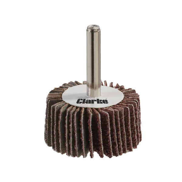 Clarke 6502423 3 pack 6mm Shank Flap Wheels 32x5x3mm Assorted Grit