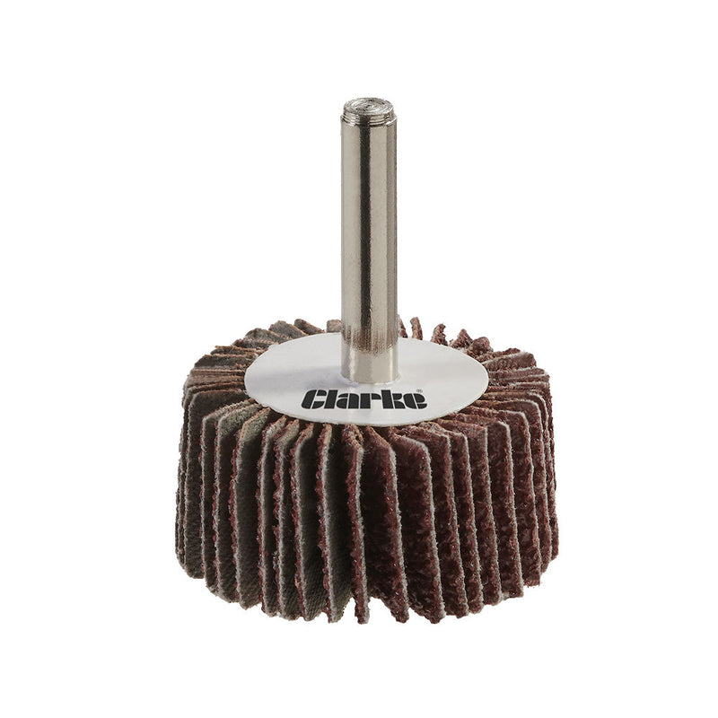 Clarke 6502423 3 pack 6mm Shank Flap Wheels 32x5x3mm Assorted Grit