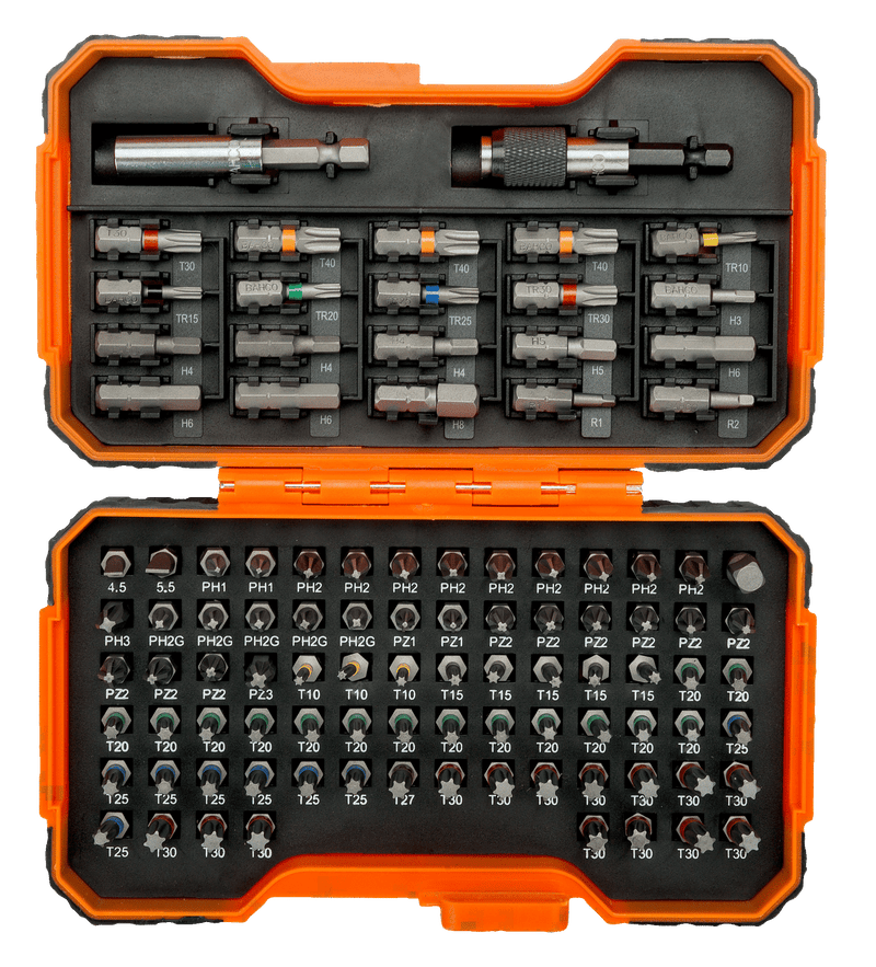 Bahco 59/S100BC 1/4" Bit Set for Slotted/Phillips/Pozidriv/Hex/ TORX®/TORX® Tamper/Robertson Screw - 100 Pcs