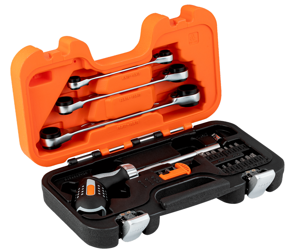 Bahco 808050P-25 1/4" Ratcheting Bit Screwdriver Set with Pistol Handle - 25 Pcs
