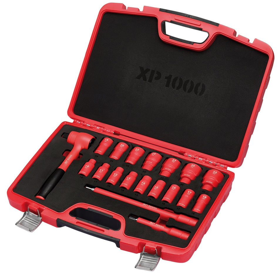 Draper 17671 XP1000¨ VDE Metric Socket Set, 1/2" Sq. Dr. (19 Piece)
