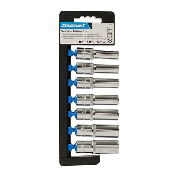 Silverline 196513 Deep Socket Set 1/2" Drive 6pt Metric 7pce