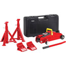 Clarke 7623300 CGLK1 5-Piece 2 Tonne Trolley Jack, Chock and Axle Stand Set (1T per stand)