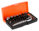 Bahco S39MH 1/4" Square Drive Socket Set with Metric Bi-hex Profile & Screwdriver Bits/Bit Holder - 39 Pcs