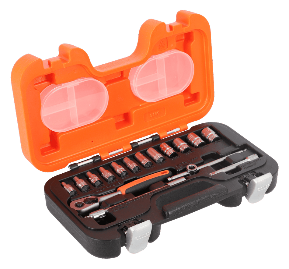 Bahco S160 1/4" Square Drive Socket Set with Metric Hex Profile and Ratchet
