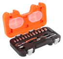 Bahco S160 1/4" Square Drive Socket Set with Metric Hex Profile and Ratchet
