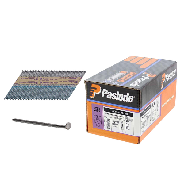 Paslode PAS141077 90mm x 3.1mm Galvanised Plus Collated Nails - Pack of 1100