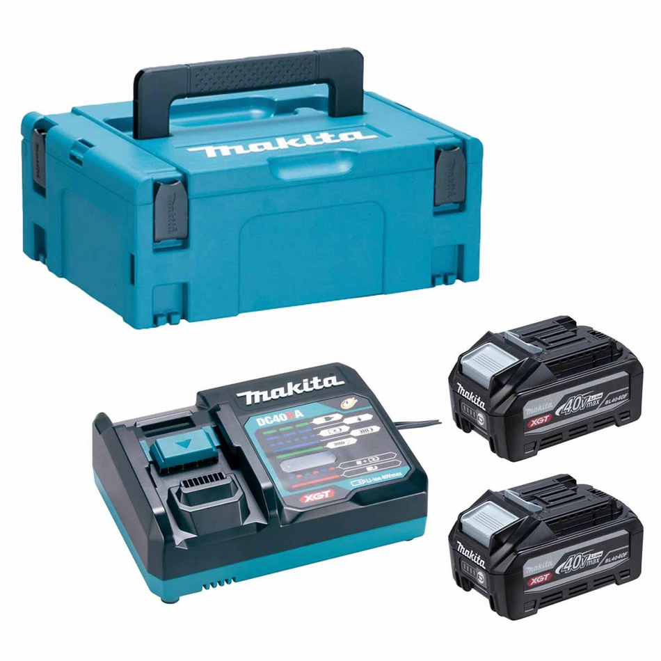 Makita 1911C9-1 40V Max XGT Power Source Kit with 2x 4.0Ah Batteries, DC40RA Charger & MAKPAC Type 2 Case