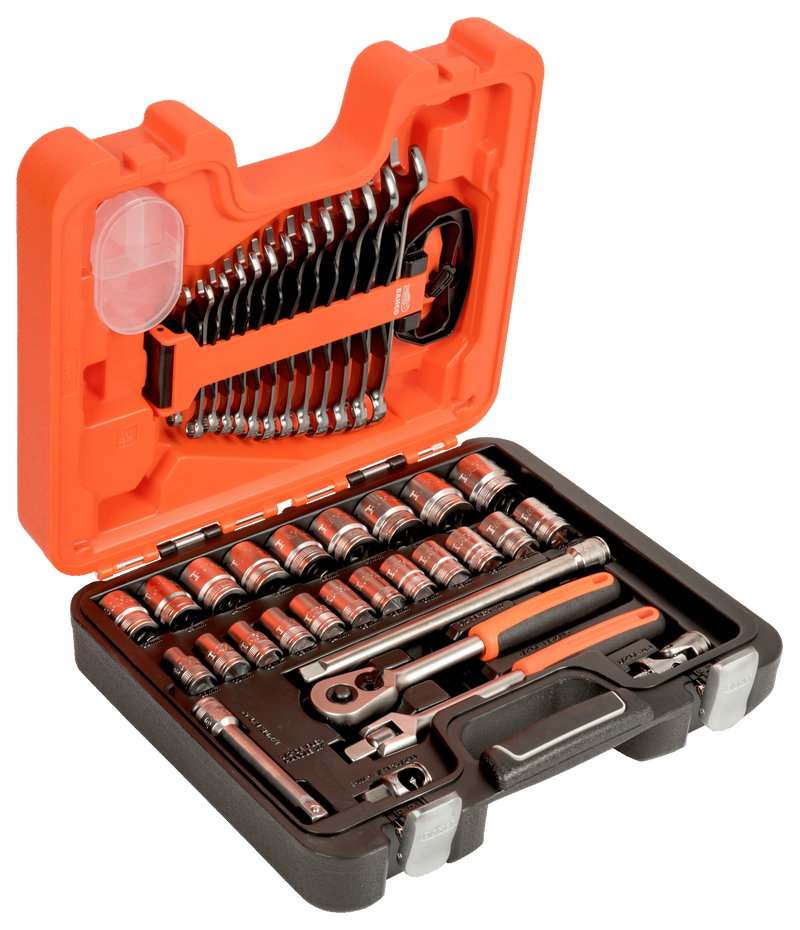 Bahco S400 1/2" Square Drive Socket Set with Metric Hex Profile and Combination Spanner Set
