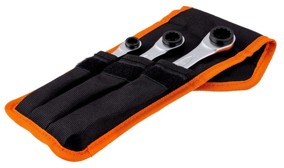Bahco S4RM/3T 4-in-1 Ratcheting Ring Wrench Set - 3 Pcs/Pouch