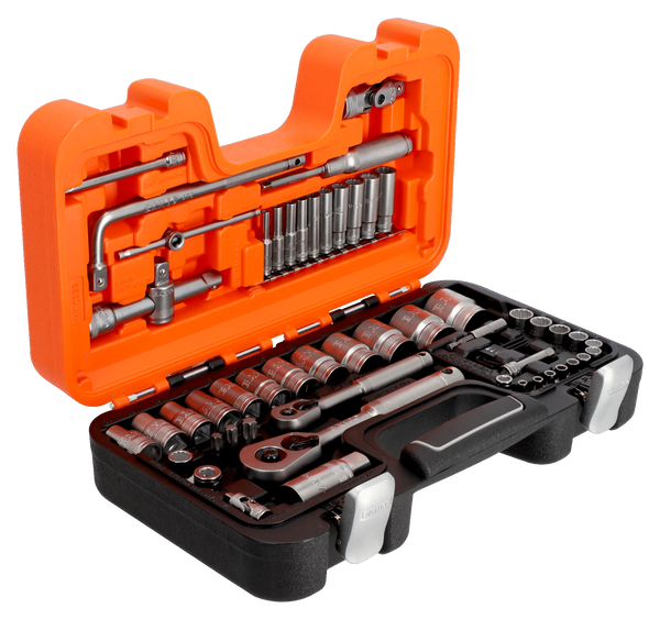 Bahco S560MH 1/4" & 1/2" Square Drive Socket Set with Metric Bi-Hex Profile & Ratchet - 56 Pcs