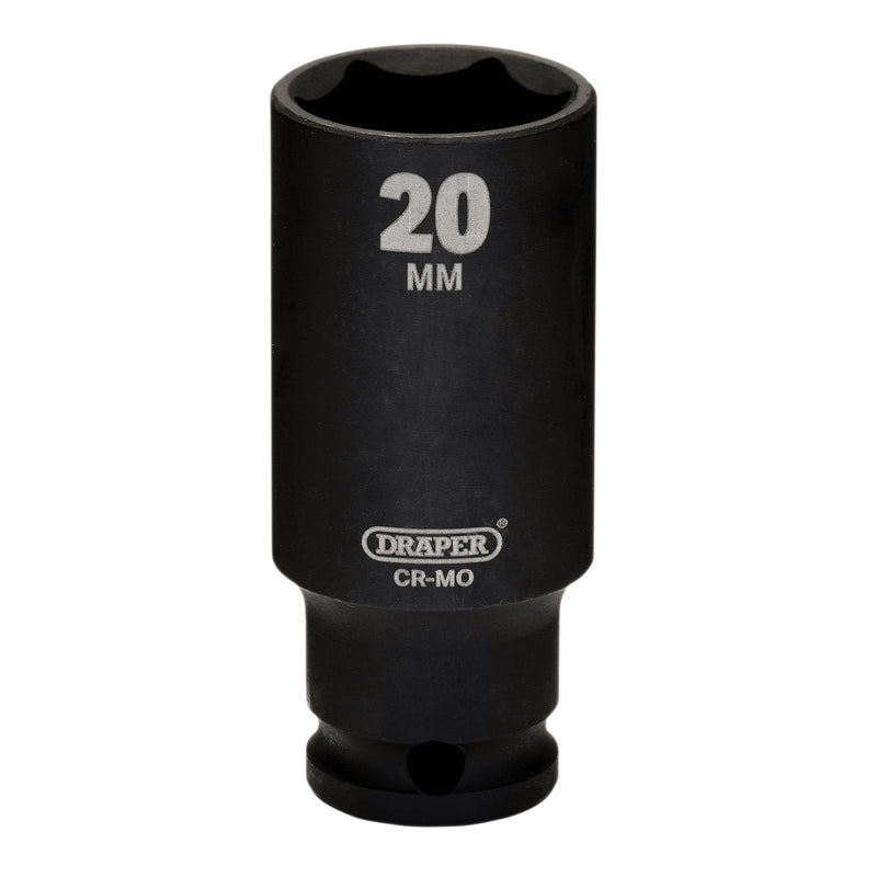 Draper 20176 Draper HI-TORQ Metric Deep Impact Socket, 3/8" Sq. Dr., 20mm