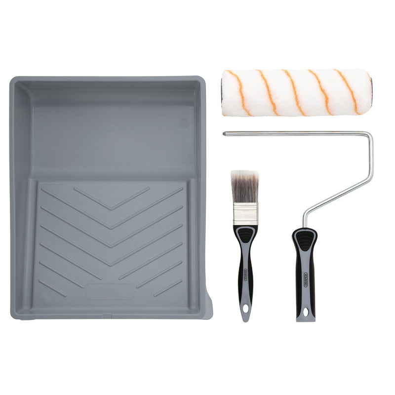Draper 20947 Medium Pile Polyester Paint Roller and Brush Set with Soft Grip (4 Piece)