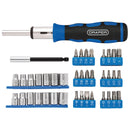 Draper 21010 Ratchet Screwdriver Socket and Bit Set, 1/4" Sq. Dr. (40 Piece)