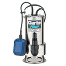 Clarke 7236060 PVP11A 1_" 1100W 258Lpm 11m Head Submersible Stainless Steel Dirty Water Pump with Float Switch (230V)