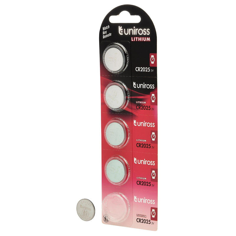 Draper 21599 Uniross Lithium Coin Cell CR2025 Batteries (Pack of 5)