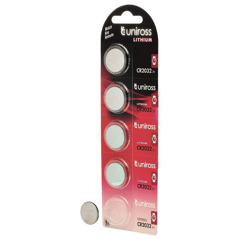 Draper 21600 Uniross Lithium Coin Cell CR2032 Batteries (Pack of 5)