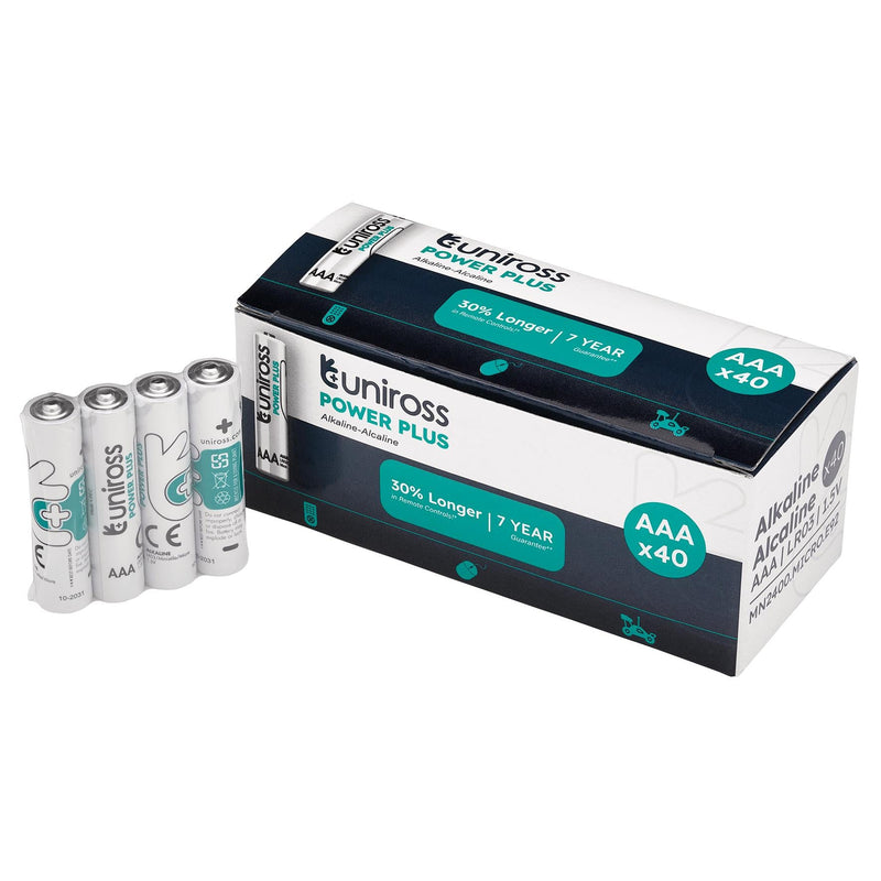 Draper 21605 Uniross LR03 AAA Power Plus Alkaline Batteries (Pack of 40)