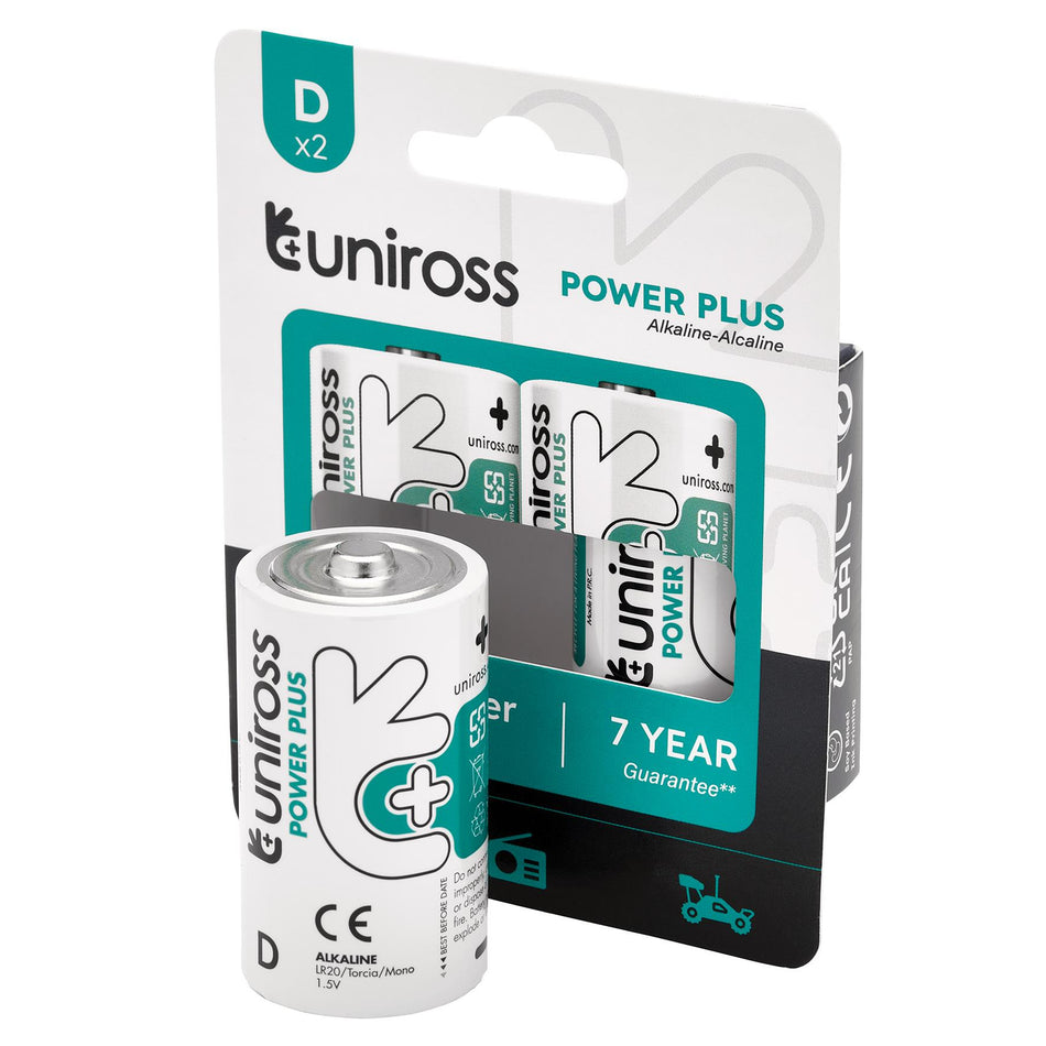 Draper 21616 Uniross LR20 D Power Plus Alkaline Batteries (Pack of 2)