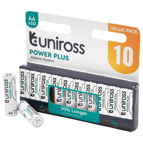 Draper 21619 Uniross LR6 AA Power Plus Alkaline Batteries (Pack of 10)