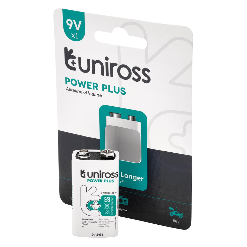 Draper 21696 Uniross 6LR61 9V Power Plus Alkaline Battery