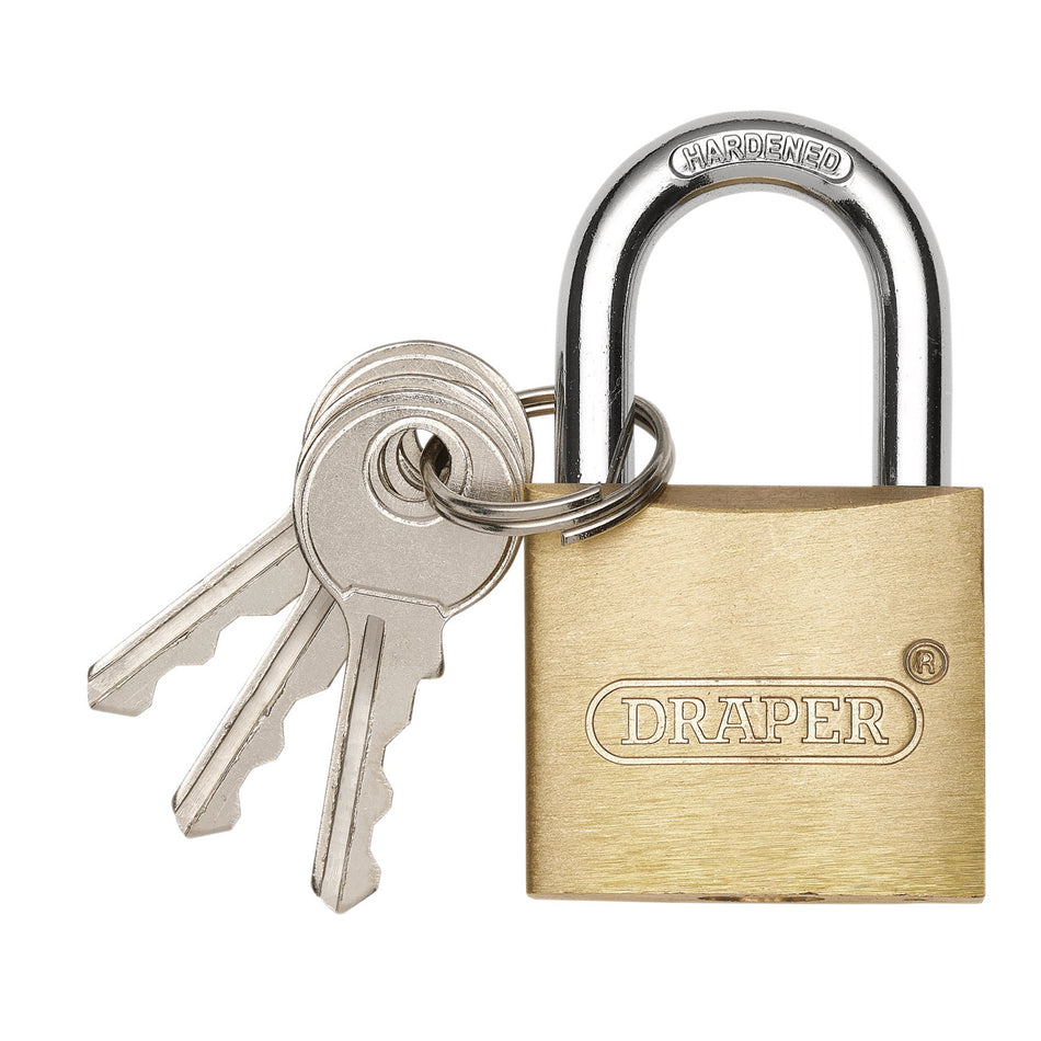 Draper 21726 Brass Cylinder Padlock, 30mm