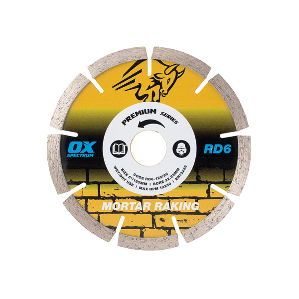 OX Tools OX-RD6-125/22 Spectrum Plus Diamond Blade - Mortar Raking - 125/22.22mm