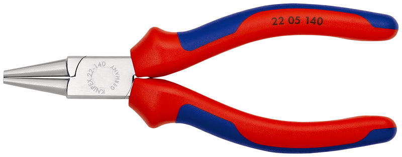 KNIPEX 22 05 140 Round Nose Pliers with multi-component grips chrome-plated 140 mm