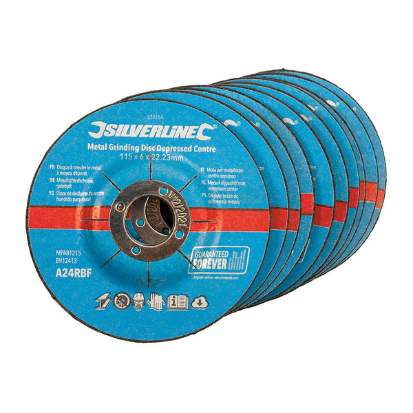 Silverline 224514 Metal Grinding Discs Depressed Centre 10pk