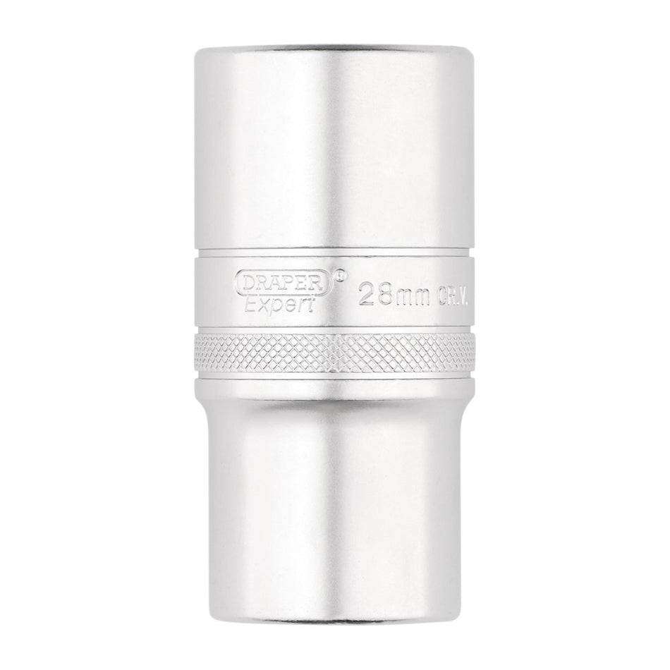 DRAPER 22464 Draper Expert HI-TORQ® 6-Point Metric Deep Socket, 1/2" Sq. Dr., 28mm