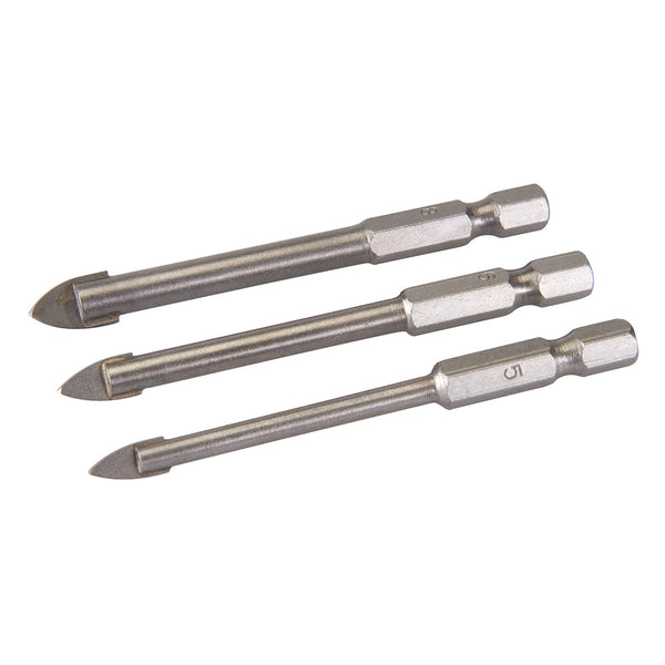 Silverline 224760 Hex Drive Tile & Glass Drill Bit 3pce Set