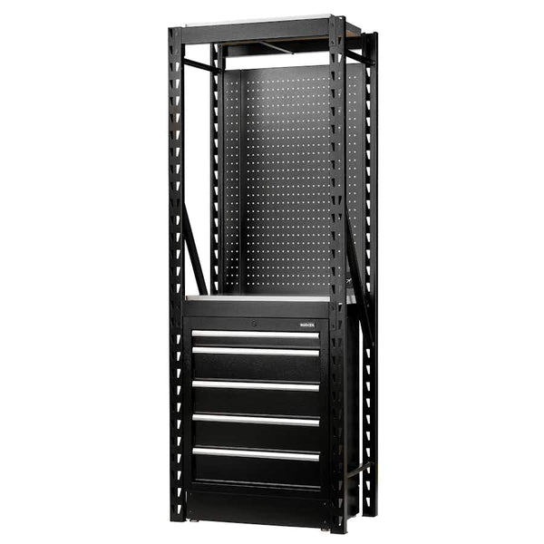 BUNKER&#174 27975 13 Piece Modular Storage Combo 2 Tier Racking with Stainless Steel Shelving, Pegboard and Floor Cabinet, 750mm