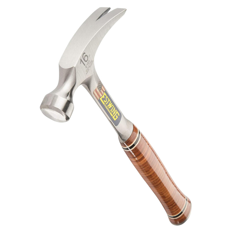 DRAPER 23509 Estwing E16S Straight Claw Hammer with Leather Grip, 16oz/448g