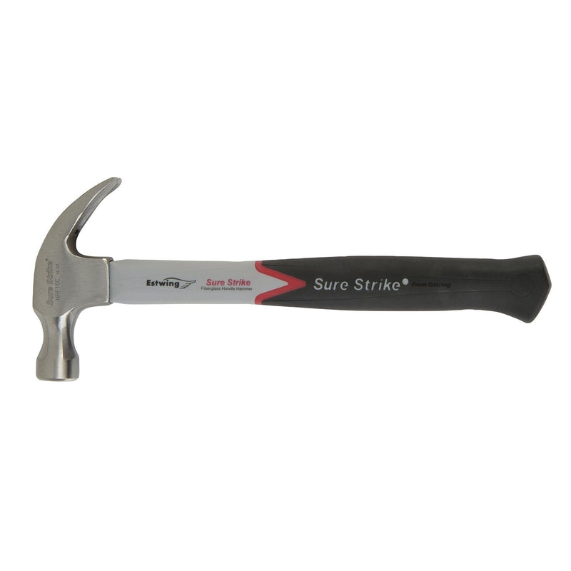 Draper 24080 Estwing EMRF16C Sure Strike Curved Claw Hammer with Fibreglass Handle, 16oz/448g
