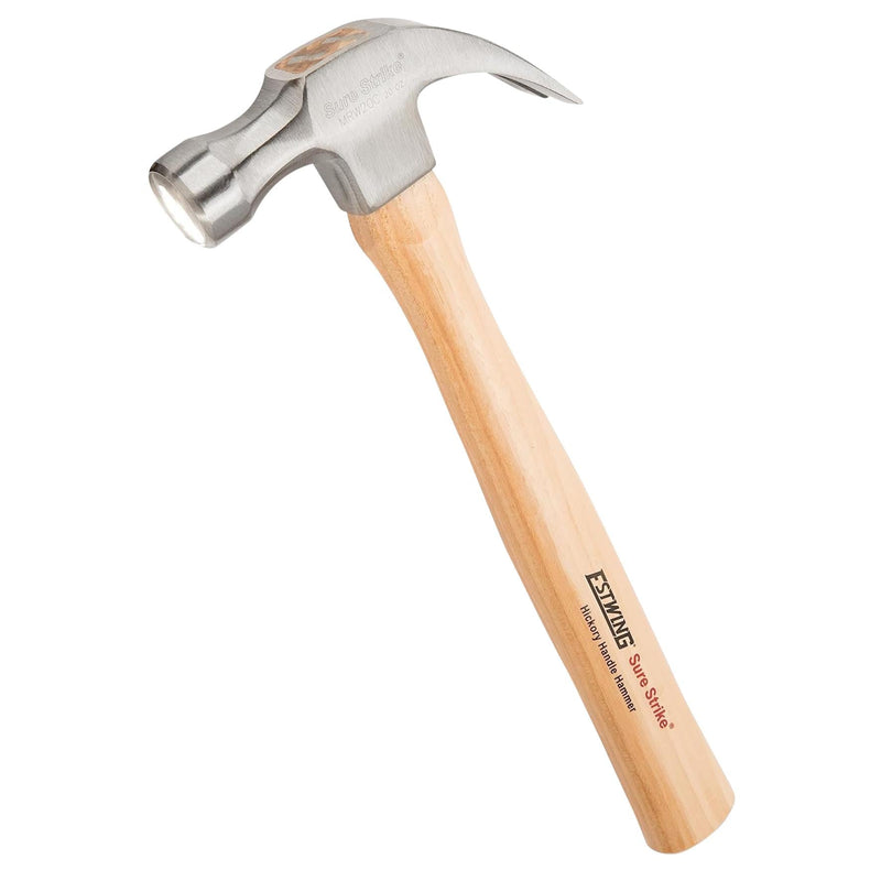 Draper 24087 Estwing EMRW20C Sure Strike Curved Claw Hammer with Hickory Handle, 20oz/570g