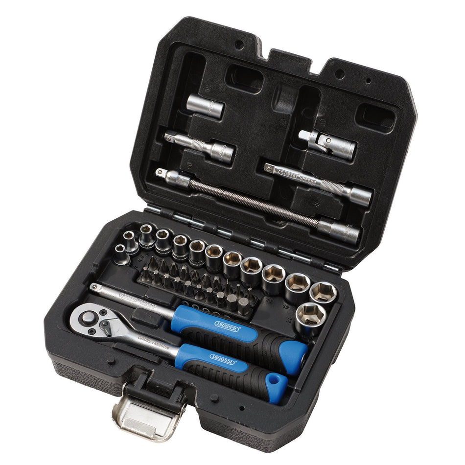 Draper 24223 HI-TORQ¨ Metric Socket and Bit Set, 1/4" Sq. Dr. (40 Piece)