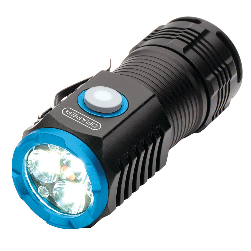 Draper 24258 LED Rechargeable Pocket Torch, 3 x 8W, 1800 Lumens, USB-C Cable Supplied