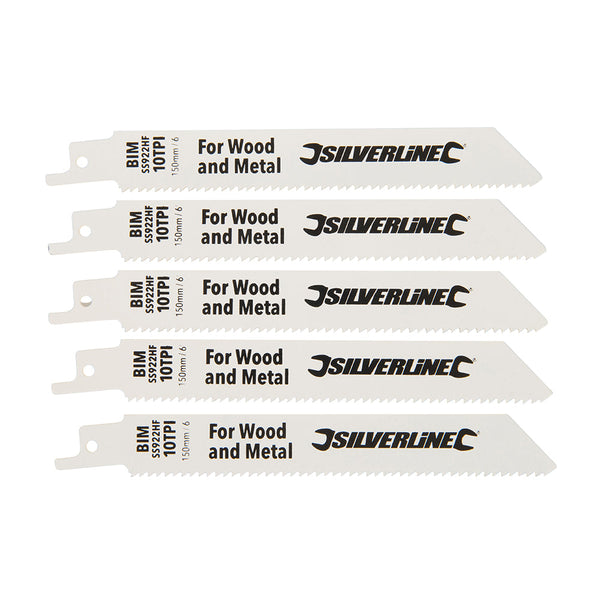Silverline 244966 Recip Saw Blades for Demolition 5pk