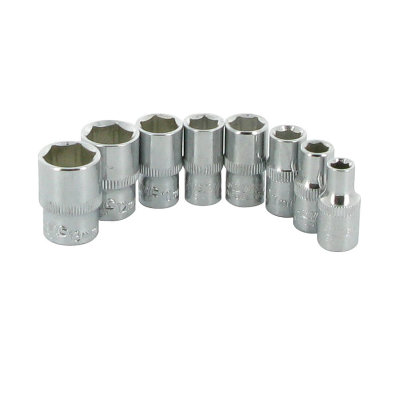 Silverline 244975 Socket Set 1/4" Drive 6pt Metric 8pce