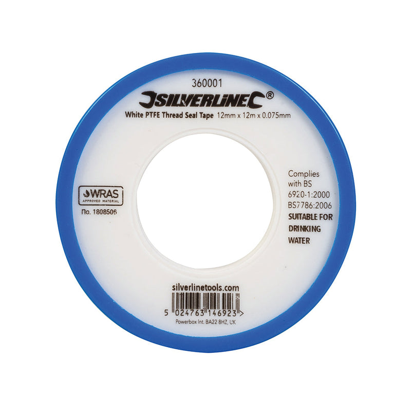 Silverline 250475 White PTFE Thread Seal Tape 10pk