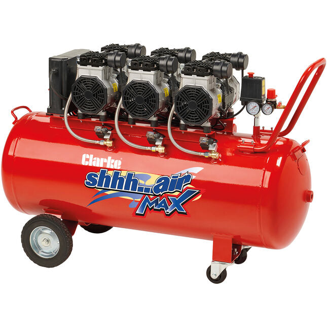 Clarke 2242058 SHHH AIR MAX 150/550 Triple Pump Low Noise 150L Oil Free Air Compressor (230V)