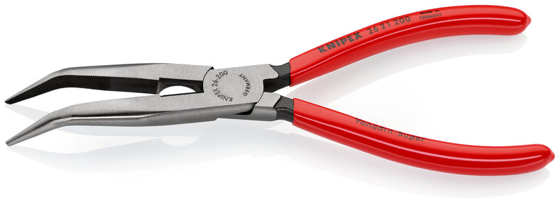 KNIPEX 26 21 200 Snipe Nose Side Cutting Pliers (Stork Beak Pliers) plastic coated black atramentized 200 mm